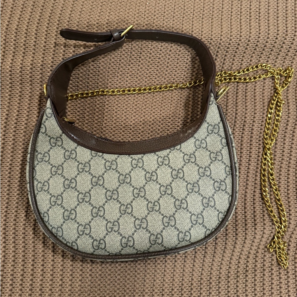 Gucci GG Mini Shoulder Bag in Beige and Brown with Gold Hardware - Picture 6 of 10